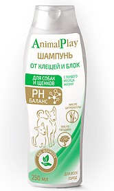 Animal Play Шампунь для собак и щенков от клещей и блох 250мл