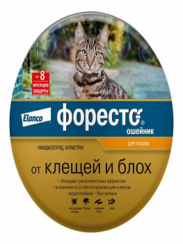 Bayer Форесто Ошейник для кошек от клещей, блох и вшей, защита 8 месяцев 38см