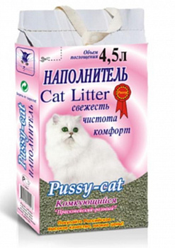 Pussy-cat Наполнитель комкующийся 4,5л*3,6кг (розовый)