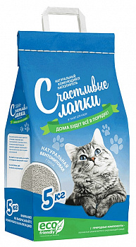Счастливые лапки Наполнитель комкующийся Эконом 5кг