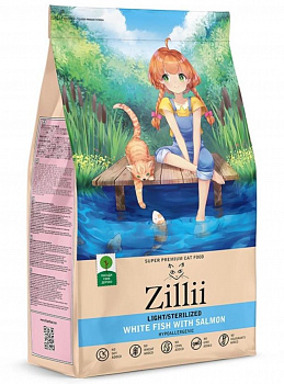 Zillii 5658153 Light/Sterilized Cat сухой корм для взрослых кошек с избыточным весом и стерилизованных Белая Рыба с Лососем 10кг