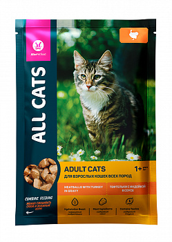 ALL CATS пауч для кошек тефтельки с Индейкой в соусе 85г
