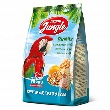 Happy Jungle J106 Корм для крупных попугаев 500г