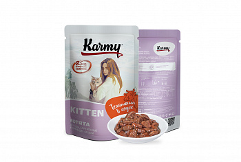 Karmy Kitten пауч для котят, беременных и кормящих кошек Телятина в соусе 80г